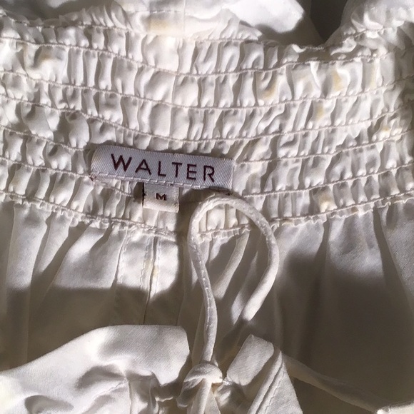 Walter blouse white ruffle button up peplum silhouette M - Picture 4 of 5